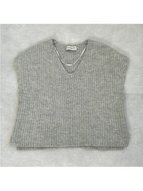 Copenhagen Muse Knit Alpaca Wool Blend Gray Scandi Ribbed Sweater Vest M/L